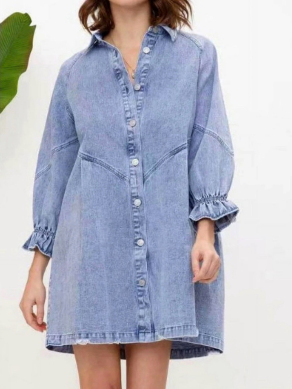 Blue B Collection blue denim button dress